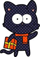 cartoon nervous cat vector