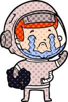 astronauta llorando de dibujos animados vector