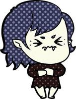 annoyed cartoon vampire girl vector