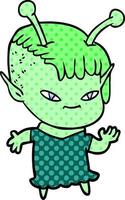 cute cartoon alien girl vector