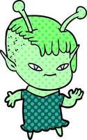 cute cartoon alien girl vector