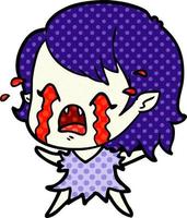 cartoon crying vampire girl vector