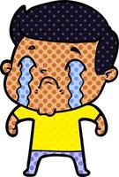 cartoon man crying vector