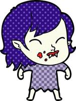 cartoon vampire girl with blood on cheek vector