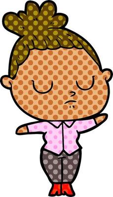 cartoon calm woman