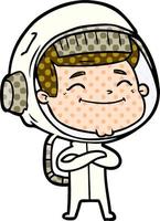 happy cartoon astronaut vector