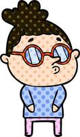 cartoon woman wearing glasses vector