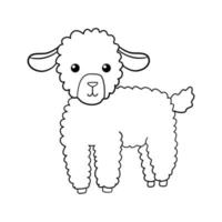 Cute outline lamb. Hand drawn illustration isolated on white background. Funny Farm animal for coloring book vector