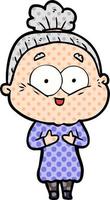 cartoon happy old woman vector