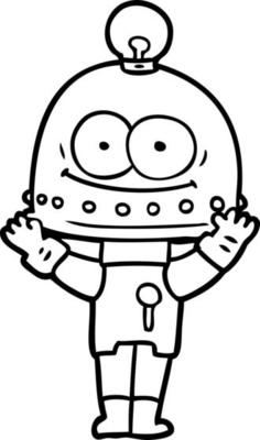 happy carton robot with light bulb