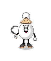 Illustration of bowling pin as an asian farmer vector