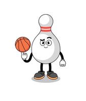 bowling pin illustration as a basketball player vector