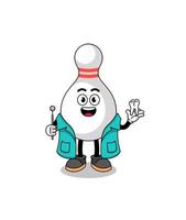 Illustration of bowling pin mascot as a dentist vector