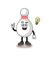 bowling pin cartoon with get an idea pose vector