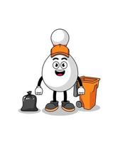 Illustration of bowling pin cartoon as a garbage collector vector