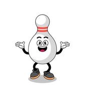 bowling pin cartoon searching with happy gesture vector