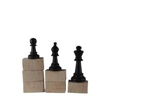 Chess pieces' from wooden cubes show the concepts of equity. Business concept photo