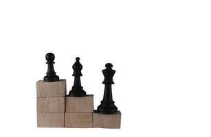 Chess pieces' from wooden cubes show the concepts of equity. Business concept photo