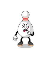 Character Illustration of bowling pin with tongue sticking out vector