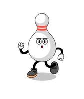 running bowling pin mascot illustration vector