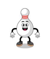 bowling pin cartoon with surprised gesture vector