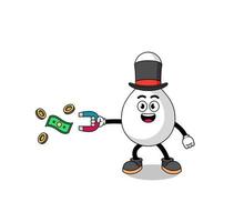 Character Illustration of bowling pin catching money with a magnet vector