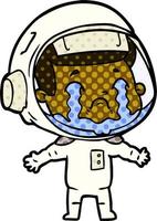 cartoon crying astronaut vector