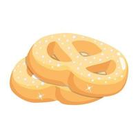 icono plano listo para usar de pretzels vector