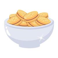 un práctico icono plano de cookies vector