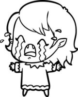 cartoon crying vampire girl vector