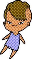 cute cartoon girl with hipster haircut vector