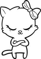 cute cartoon cat with bow vector