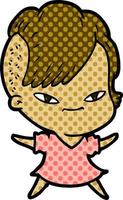 cute cartoon girl with hipster haircut vector