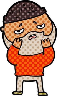 cartoon worried man with beard