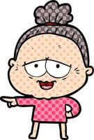 cartoon happy old lady vector