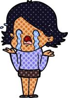 cartoon woman crying vector