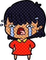 cartoon girl crying vector