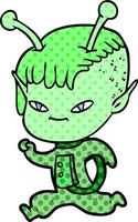 cute cartoon alien girl vector