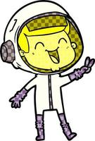 happy cartoon astronaut vector