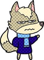 cartoon annoyed wolf vector