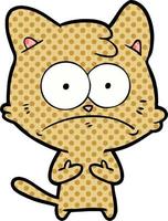 cartoon nervous cat vector