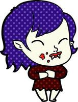 cartoon vampire girl with blood on cheek vector