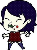 cartoon vampire girl with blood on cheek vector