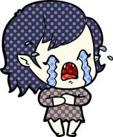 cartoon crying vampire girl vector