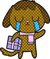 cute cartoon dog crying vector