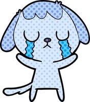 lindo perro de dibujos animados llorando vector