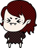 annoyed cartoon vampire girl vector