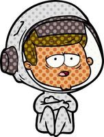 cartoon tired astronaut vector