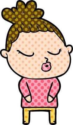 cartoon calm woman