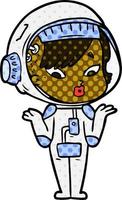 cartoon astronaut woman vector